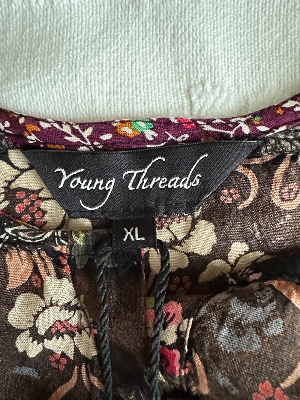 Young Threads Floral Patchwork Sleeveless Top - Brown & Pink - Picture 5 of 6